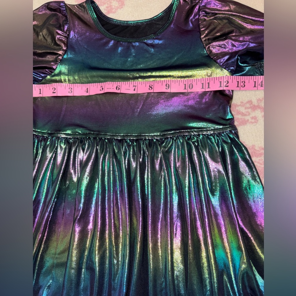 Pink Chicken Laurie Lame Dress - Rainbow Iridescent 7 y Girls - Picture 3 of 7